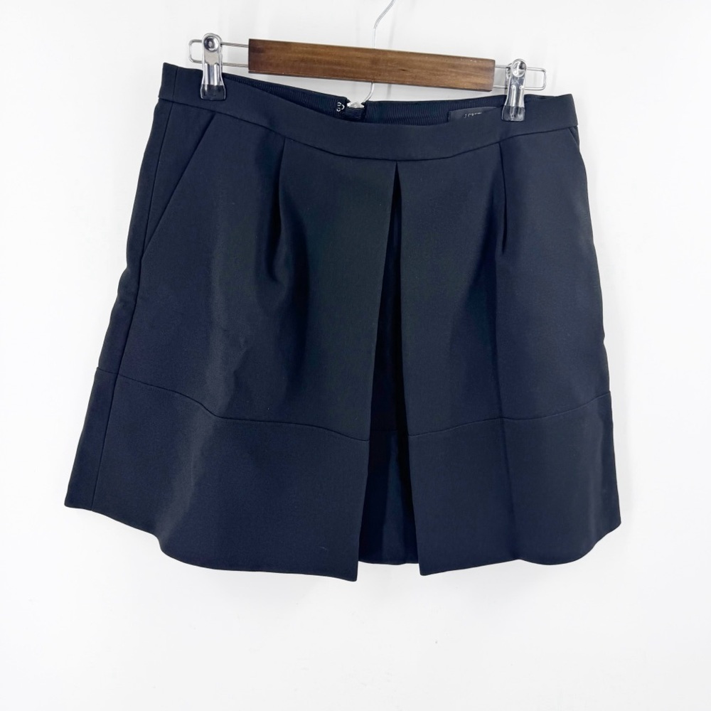 ✅ J. Crew pleated-front a-line mini BLACK skirt with pockets SIZE 8